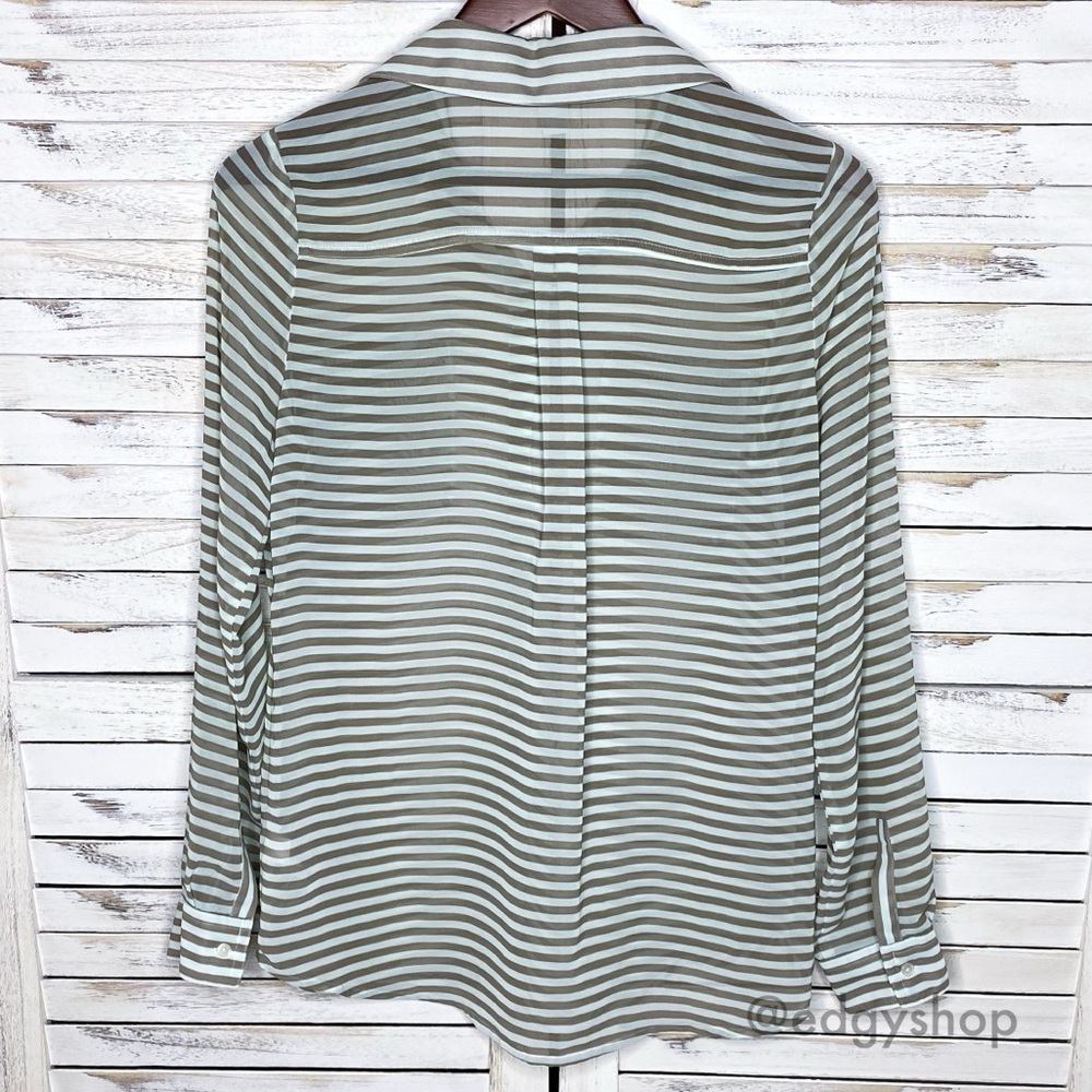 Old Navy | Striped Chiffon Button Down Top Blouse - Picture 4 of 7
